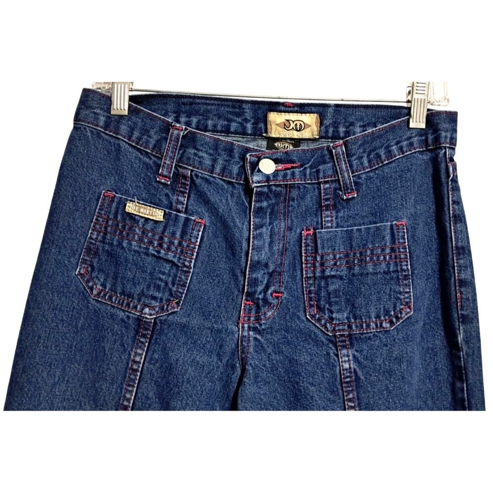 Joe Martino Flared Jeans Womens Size M Blue Cotton Denim Unique Stitch Design Vi - Picture 4 of 16